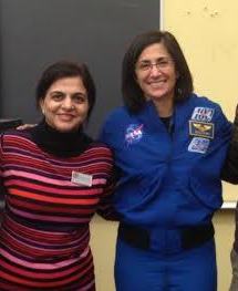 Stott poses with chemistry teacher Sarwat Jafry. Stott and Jafry are united by their love of science.