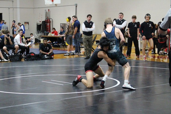 Sophomore Dani Yan wrestles with the intent to win.