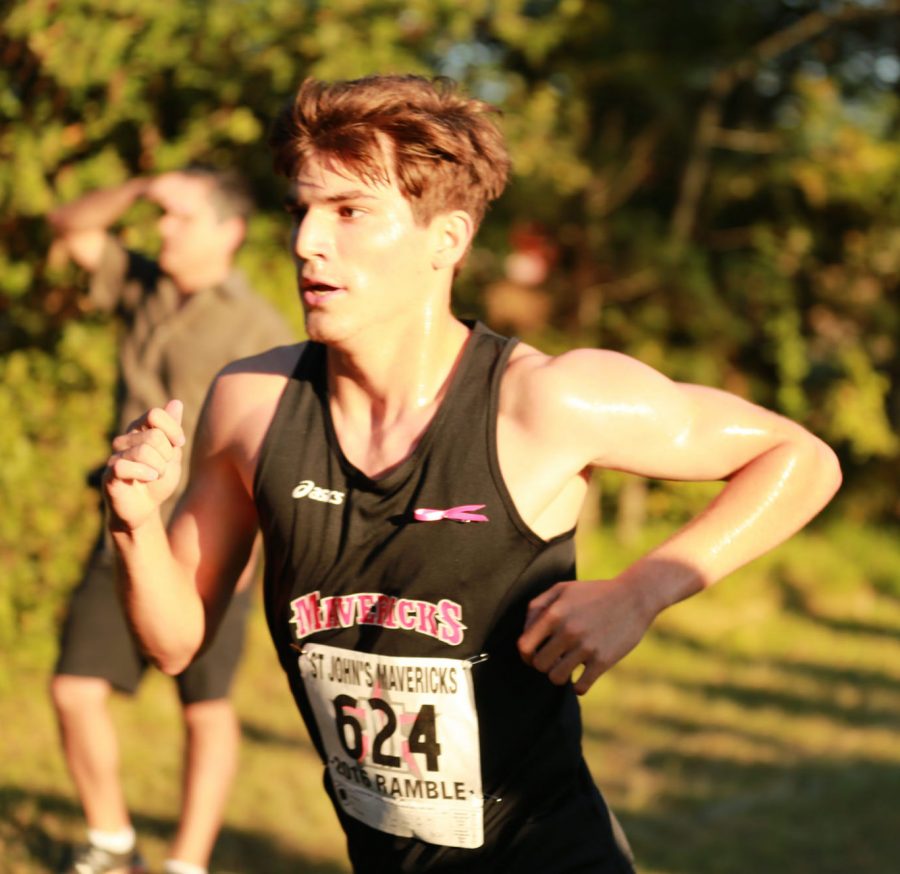 Captain Hayden Simmons helped lead the cross country team to their third SPC championship in a row. (Jared Margolis)