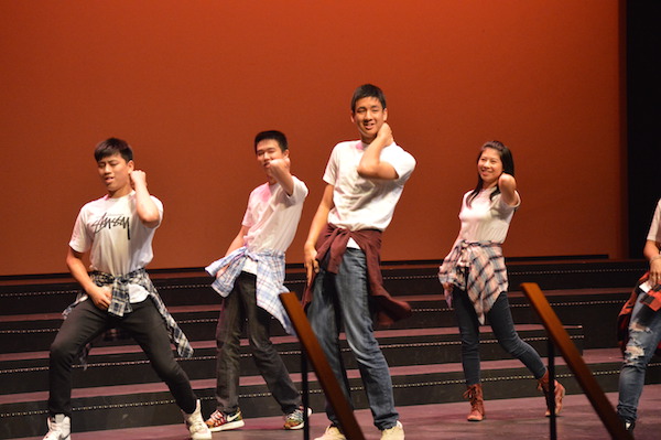 From left: Juniors Dani Yan, Andrew Wan, Gregory Dayao, and Olivia Zhang dance to K-pop.