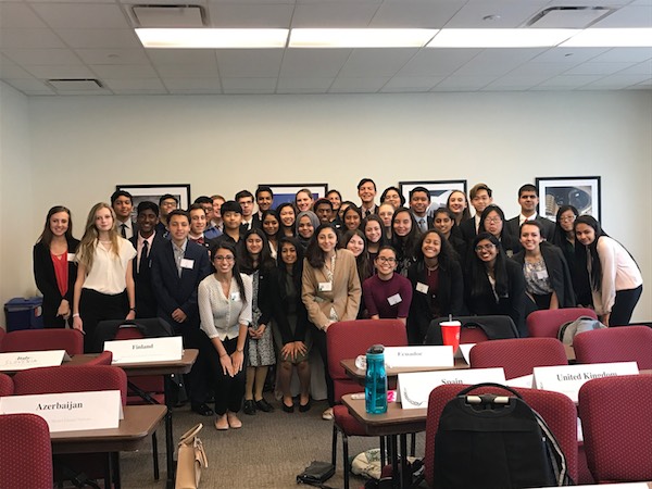 Shown is Natasha Faruquis committee at Houston-area Model UN.