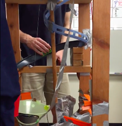 Physics students build Rube Goldberg machines