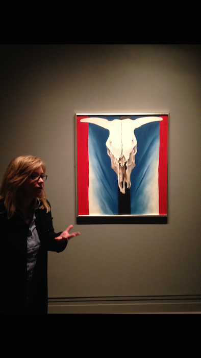 Art History teacher Hollis Amley discusses Deers Skull with Pedernal,” an oil on canvas by Georgia O’Keeffe.
