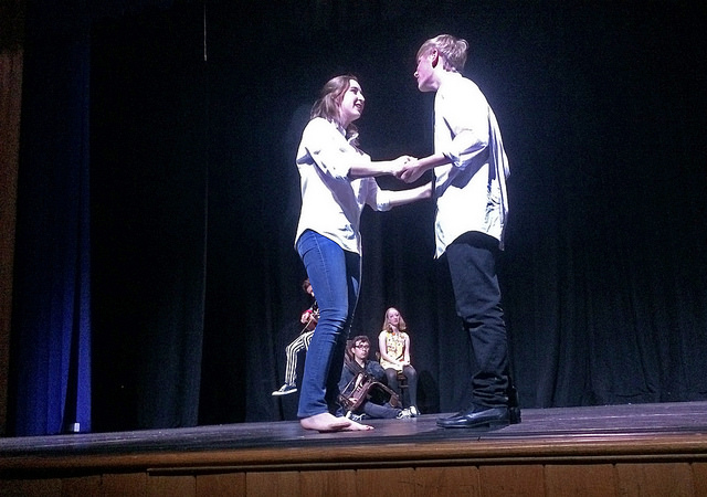 From left: Eurydice (Frances Hellums) and Orpheus (Gray Watson) share a loving moment.