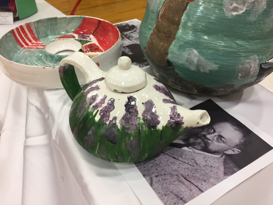 Shown are freshman Mia Fares hand-thrown ceramic pieces.