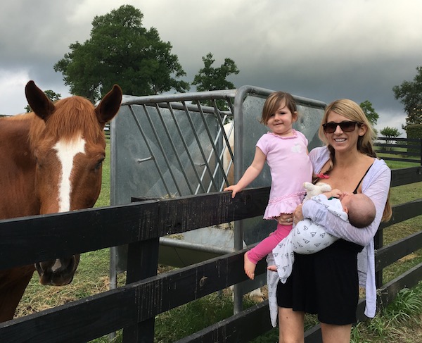 Former Upper School counselor Kelli McCarty spends time with her two children. She gave birth to Sage (to her right) over Spring Break.