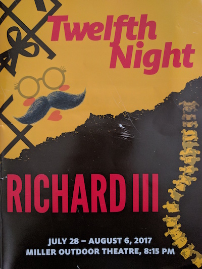 HSF presents two shows, Twelfth Night and Richard III, at Miller Outdoor Theatre this summer. 