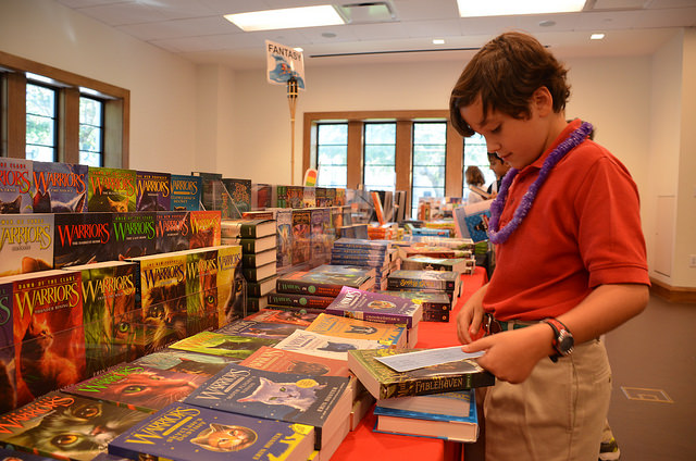 The Book Fair Committee ordered 9,000 books from Barnes and Noble and arranged them in the Campus Center. 