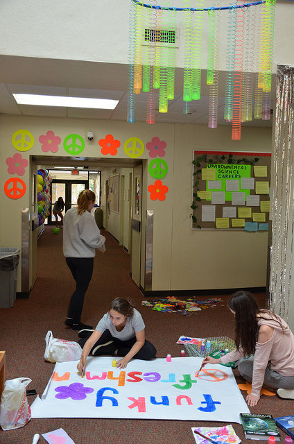 Groovy decorations matched the homecoming dance theme.