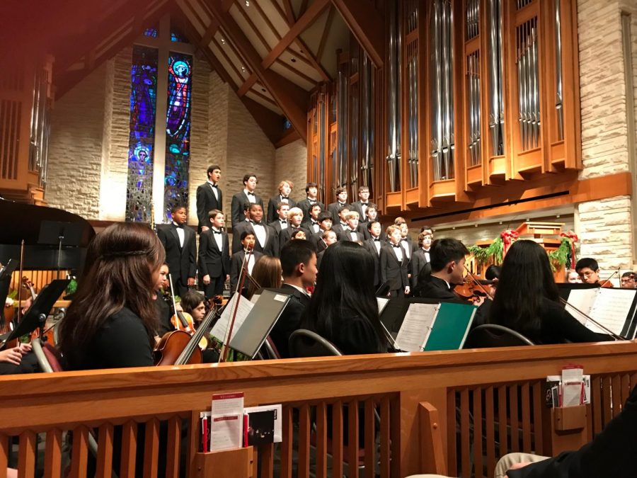 Orchestra accompanies Boy Choirs performance of Carol of the Star.