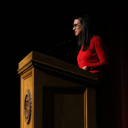 English teacher Kimberly Olan (87) recounts her experience as an African-American student at St. Johns.