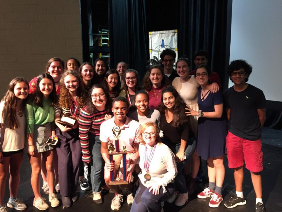 The French students assemble after the awards ceremony.