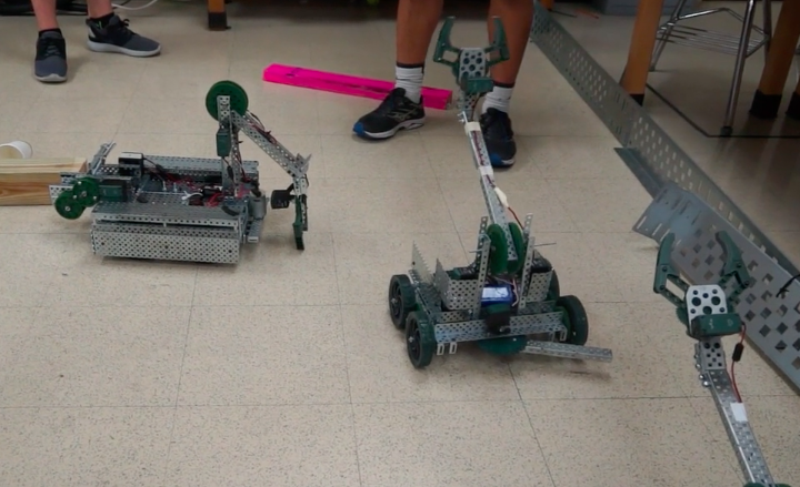 Studentss customized Clawbots competed in a battle royale.