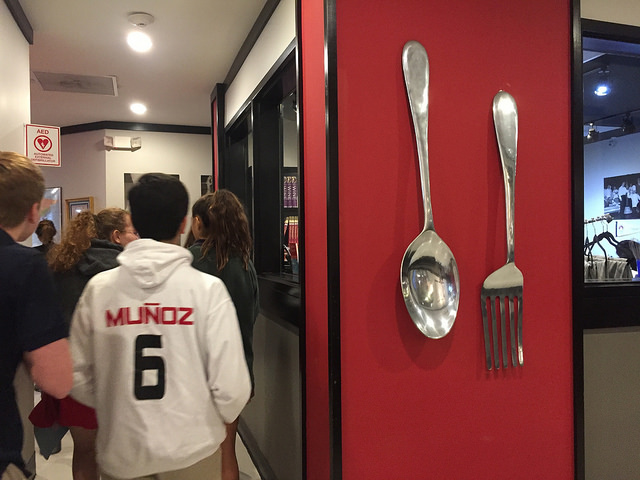 Students tour the hallways of the Culinary Institute Lenôtre and peer into pastry, ice cream and meat labs.