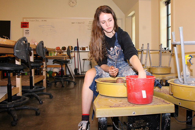 Gillard works on her pottery after school.