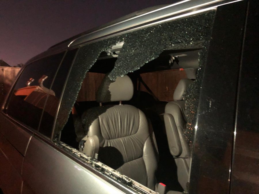 After breaking three car windows, the thief took four laptops but left the seniors backpacks behind.