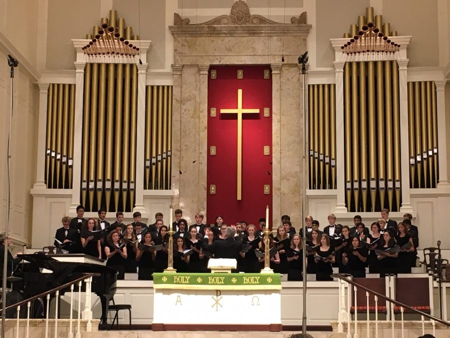 Chorale, one of the Upper School choirs, performs at the Fall Choral Concert, which took place on Oct. 15. 