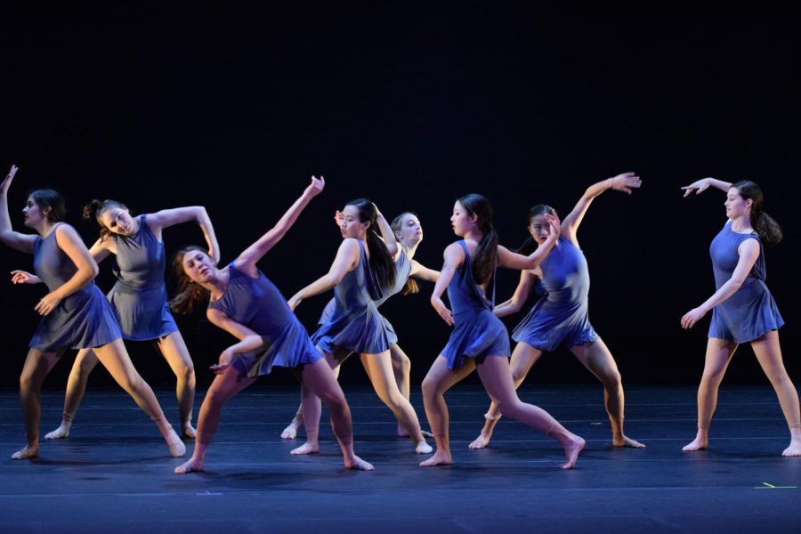 Sarah Hill (20), Josephine Dodd (19), Athena Adrogué (20), Connie Yu (21), Samara Moll (20), Yuki Chevray (20), Emily Feng (19) and Karli Fisher (21) rehearse before the showcase was delayed.