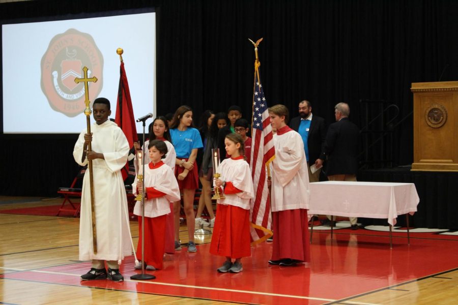 Upper, Middle and Lower School students led the procession. 