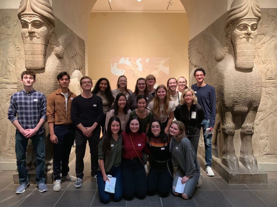 Art History students, with teacher Hollis Amley, pose for a picture in the Met.