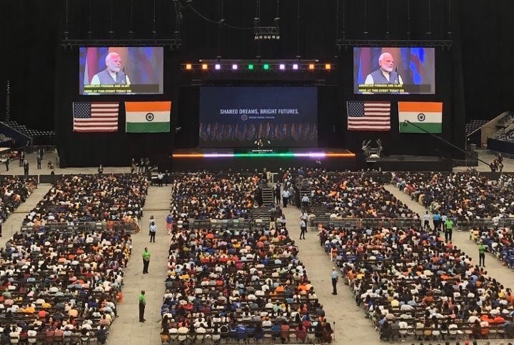 Indian Prime Minister Narendra Modi speaks to crowds at NRG Stadium. 