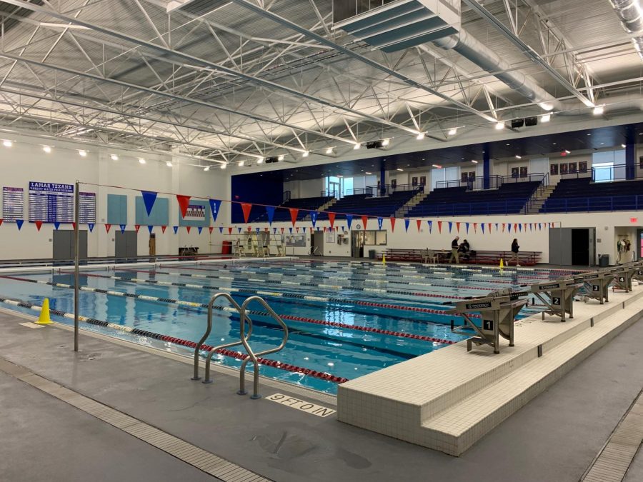 This season, the swimming and diving team is training in Lamar’s new state-of-the-art pool.