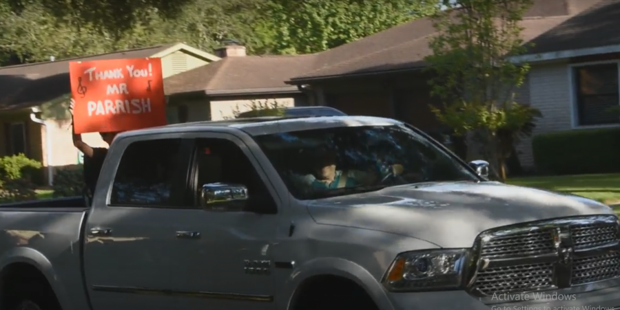 Band Director Darrell Parrish is retiring after teaching at SJS for 26 years. Students held a car parade for Parrish on April 15 to bid him farewell.