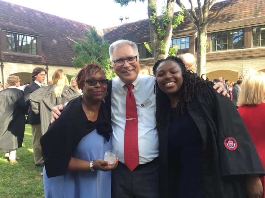 JaDa Johnson and her mother, Joycelyn, pose with Wendall Zartman at JaDas graduation in 2017.