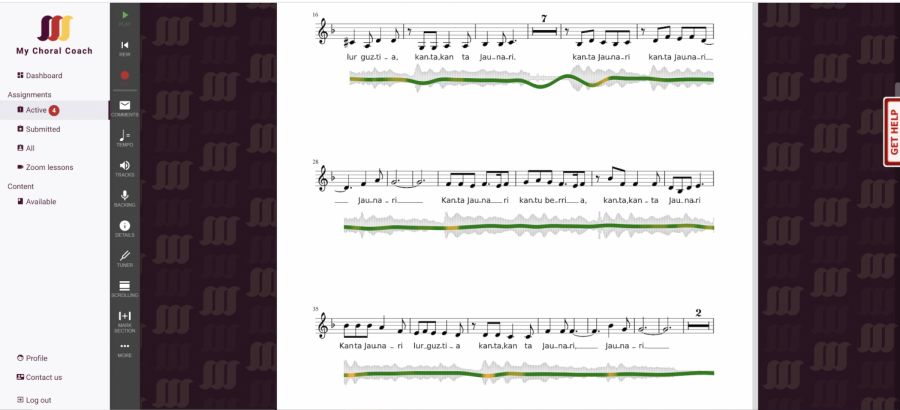 My Choral Coach allows directors to share sheet music and sound files with choir students.