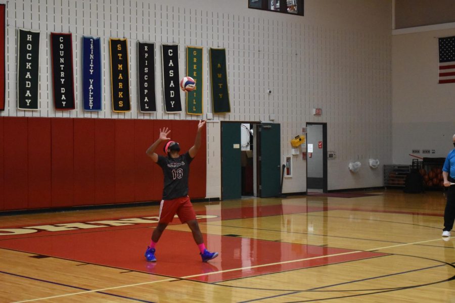 Setter senior Shehryar Jafry tosses the ball to pressure serve their opponents the Houston Stars.