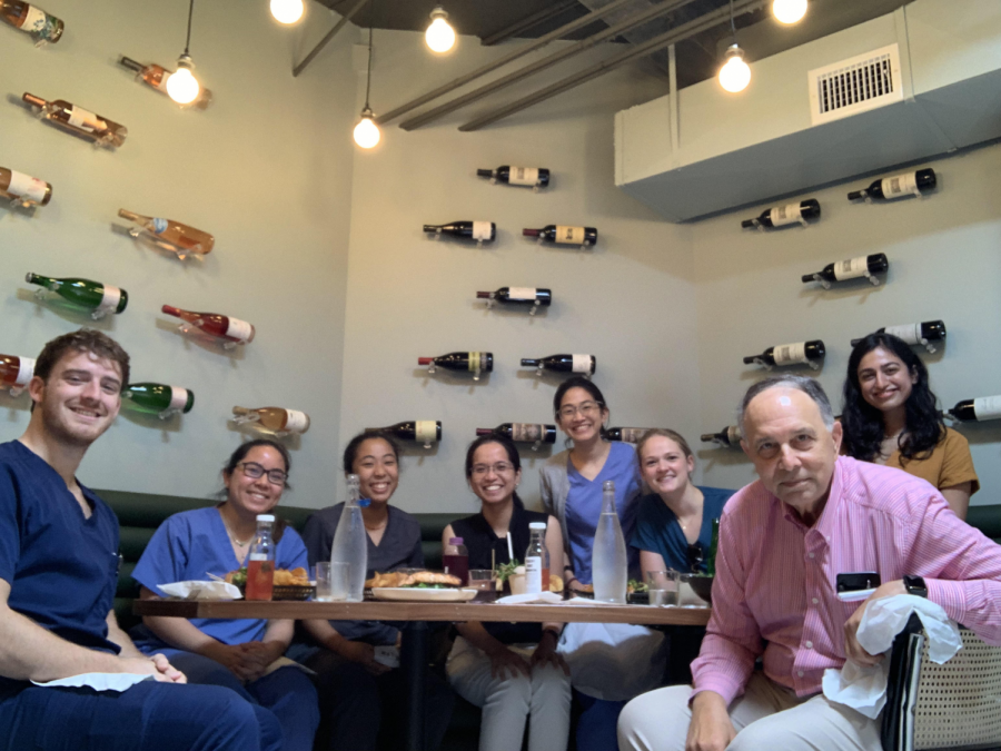 Senior Meeah Bradford enjoys lunch with her internship sponsor, Dr. Don Schaffer.