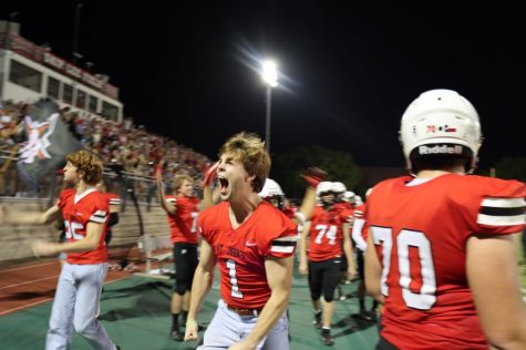 Senior John Avery Foutch roars as the Mavs score against the Knights. “Beating Episcopal was very exciting and helped set the standard for the younger players,” Foutch said, “but ultimately it’s just another stepping stone on our road to SPC.”