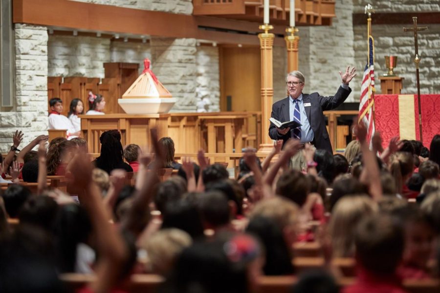 The alma mater is sung at every chapel in the Middle, Lower and Upper School.