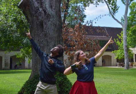 Head Prefect Claire Schwanauer and Prefect Jalen Bradley pose on the Quad.