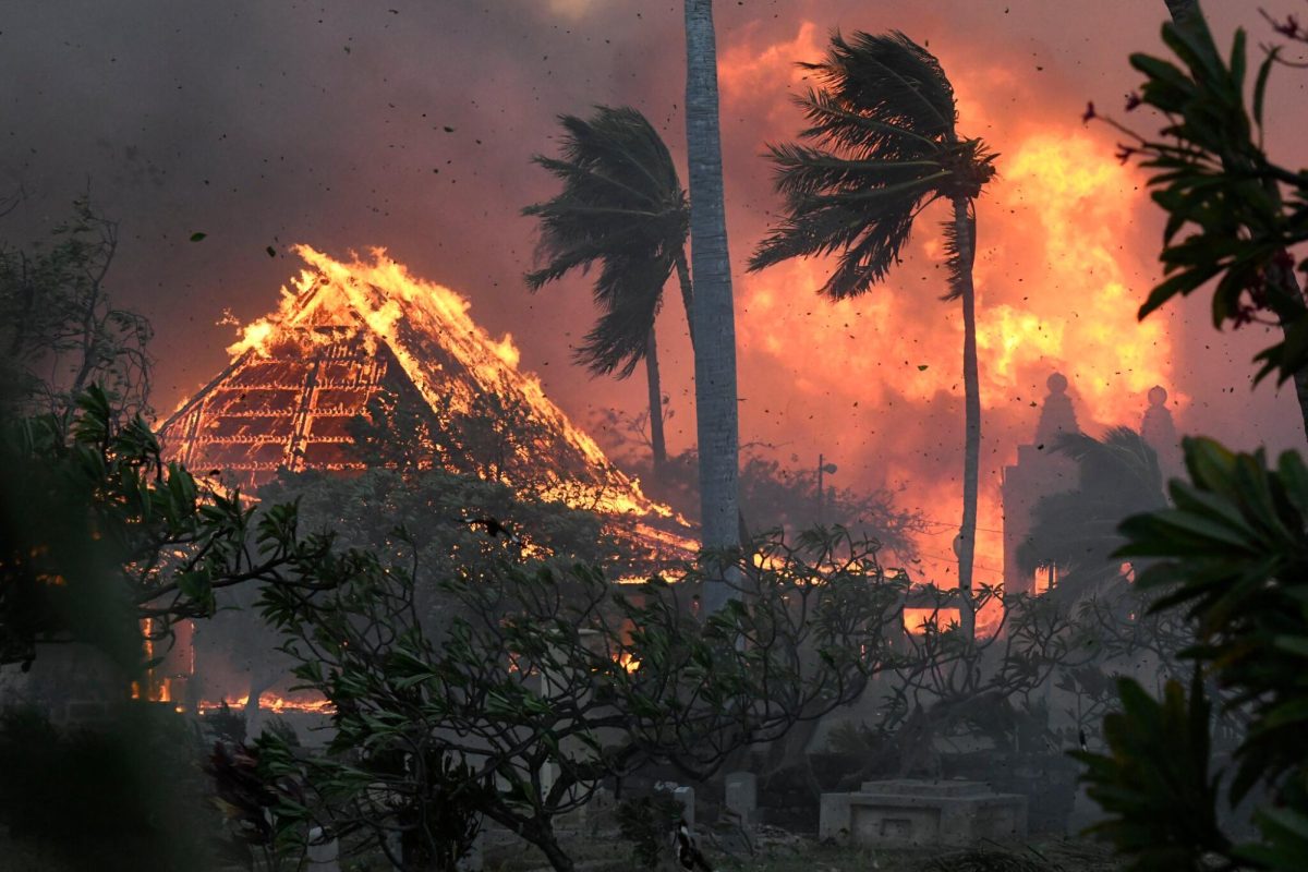 Flames engulf the historic Waiola Church in Lahaina, Hawaii on Aug. 8. 