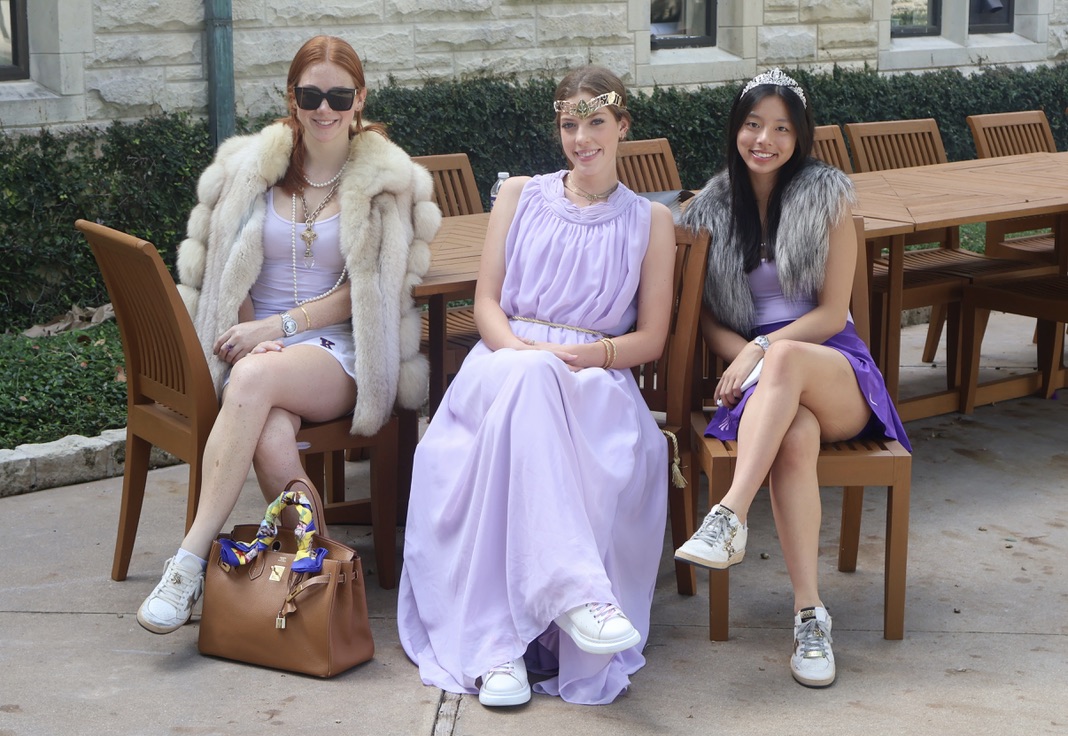 Seniors+Corbin+Robinson%2C+Lyall+Wight+and+Sophia+Hung+pulled+out+their+purple+ball+gowns+and+faux+fur+coats+for+Dress+like+Kinkaid+Day.