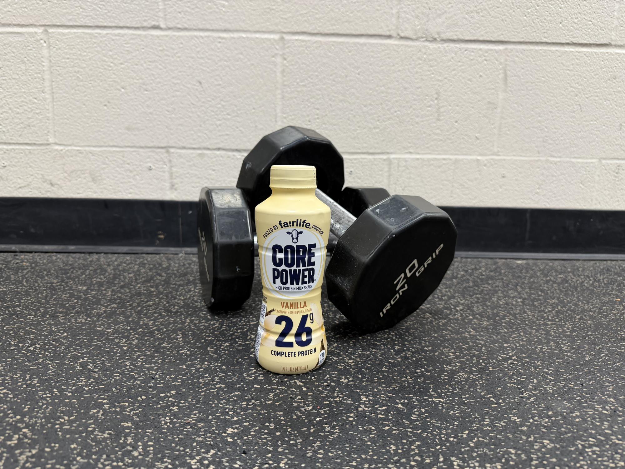 Students can easily purchase protein drinks in the weight room. 