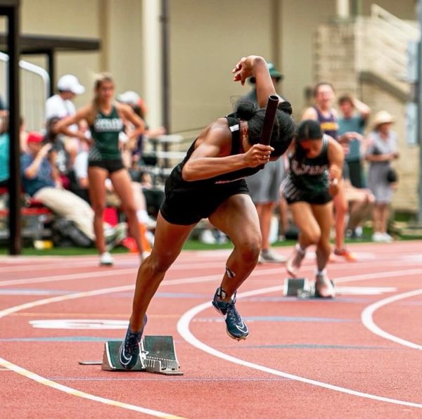 Junior Journey Zulueta competes in track and field's first meet at St. Thomas.