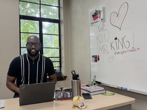 King will be departing from St. John's after six years. His students left him a thoughtful message on the whiteboard.