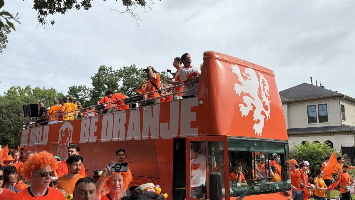 The famous Dutch Orange Bus made its way through Houston.